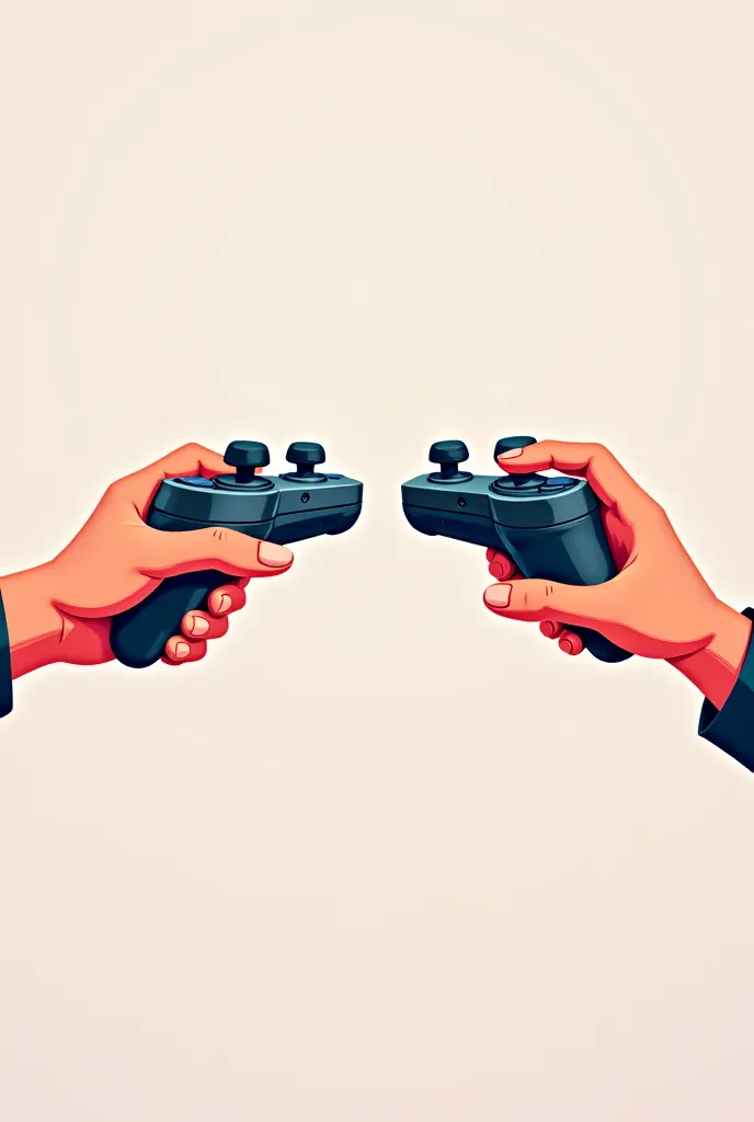 two hands holding two controls almost together in cartoon