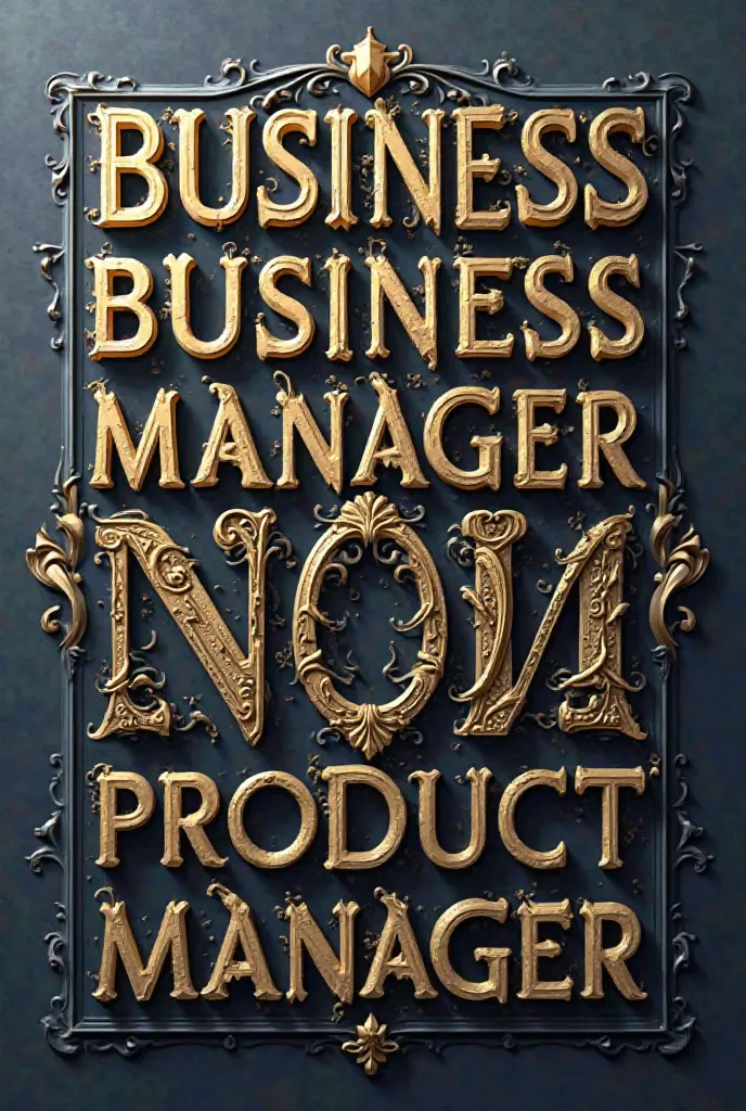 Artistic font with the text business and product manager 