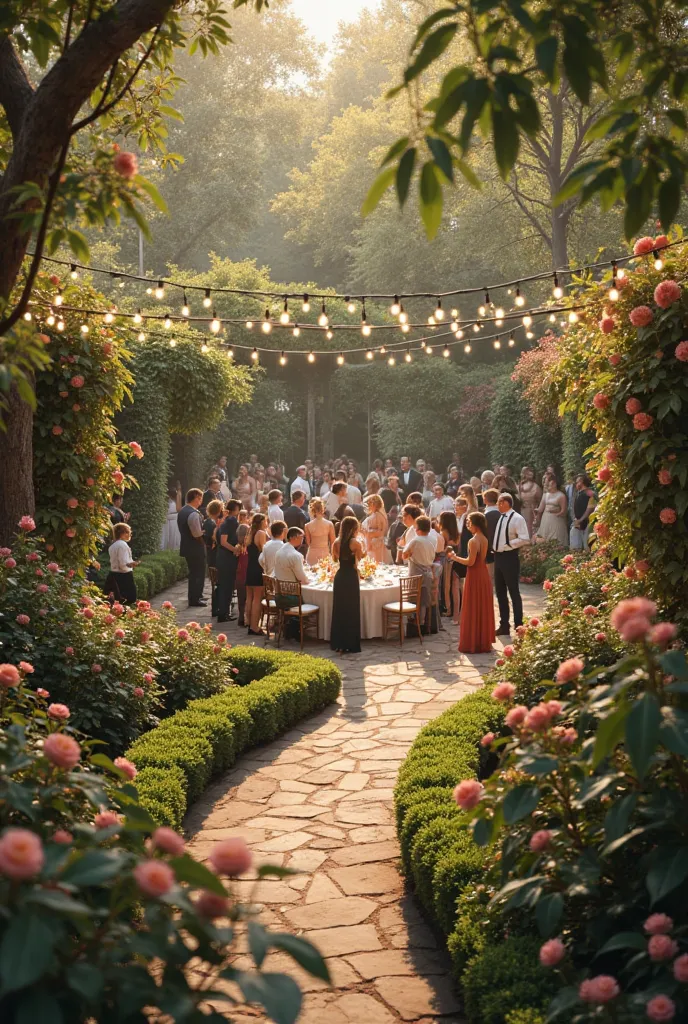 Outside reception of a garden wedding