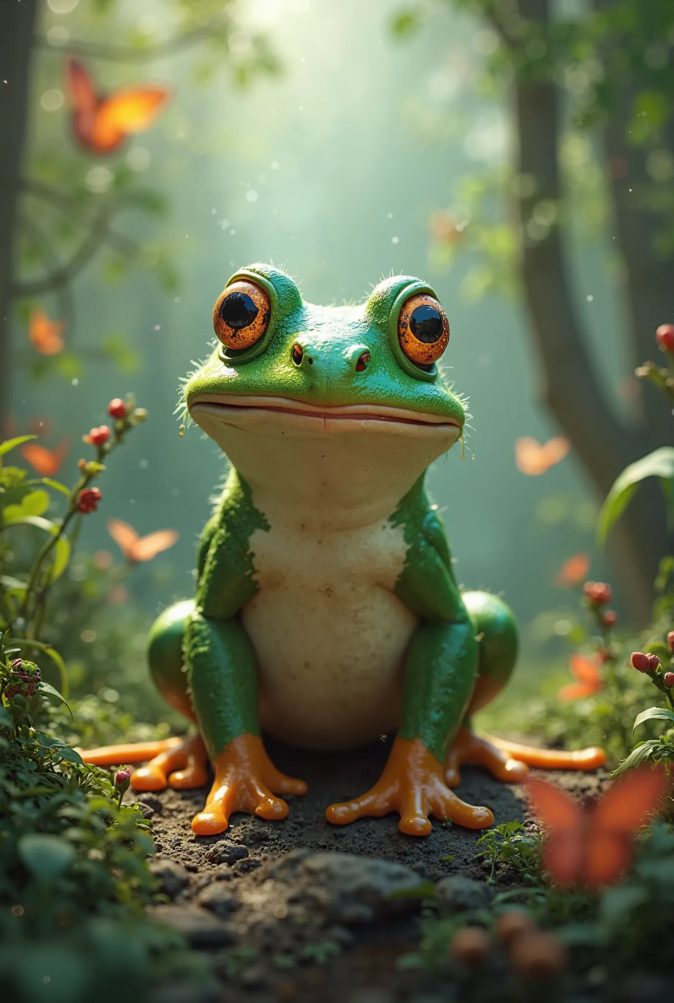 Green Feathered (frog)** - Clever and playful, easily solves any situation.