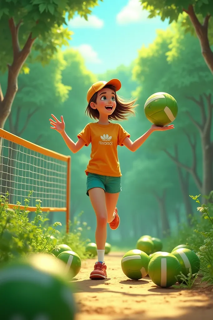 A 15-year-old invitation to have green and volleyball balls 