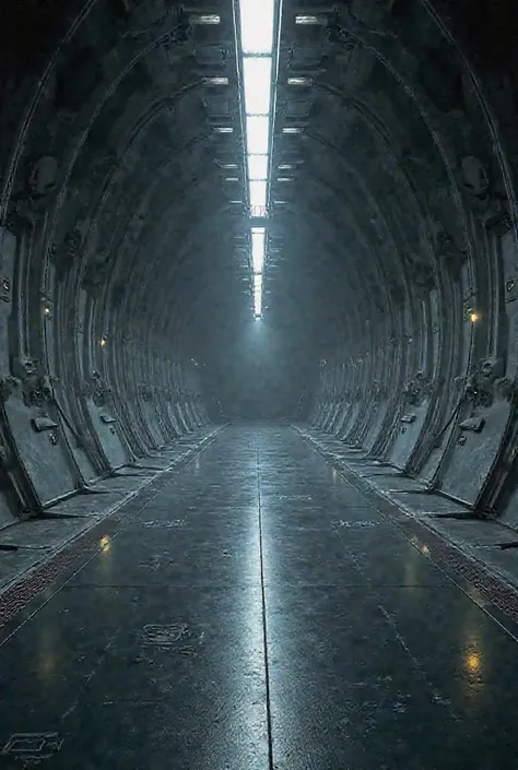 Image of a corridor that looks like the Death Star from Star Wars 