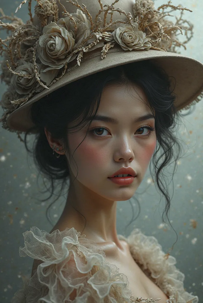 Beautiful woman with tufted hat