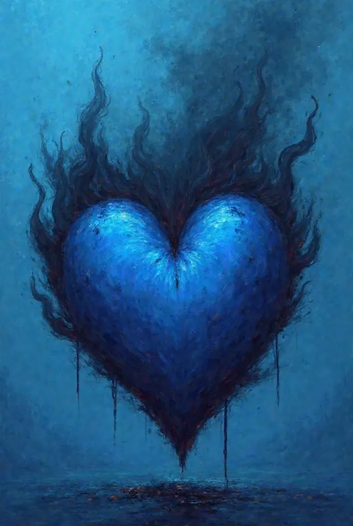 Make a blue background with black shades, and in the center a blue heart with black fire