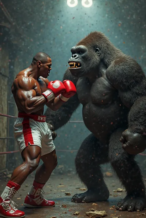 Image of Tyson hitting the gorilla  
