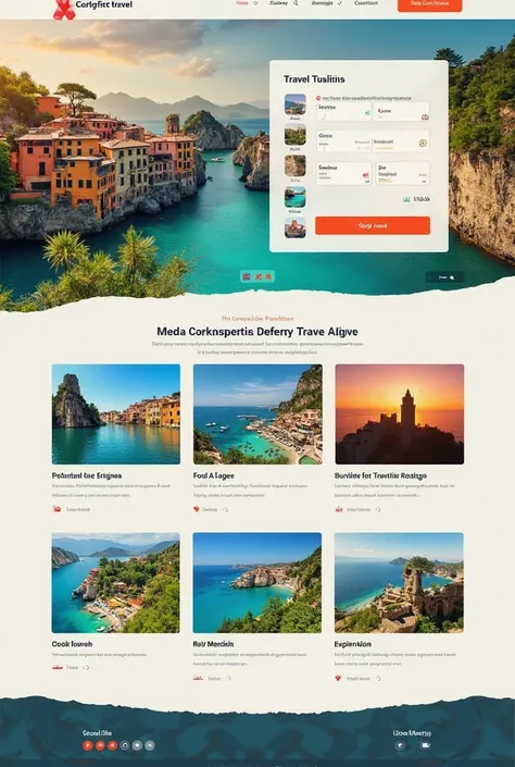 Website design for a travel agency
For a website that uses a tetrad, combining orange, blue, green and red, scheme, a vibrant and welcoming design can be created that reflects the variety of experiences offered by the agency..
