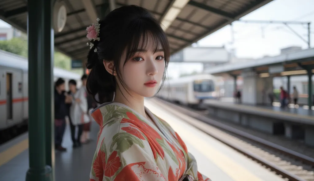 Japanese woman at the station