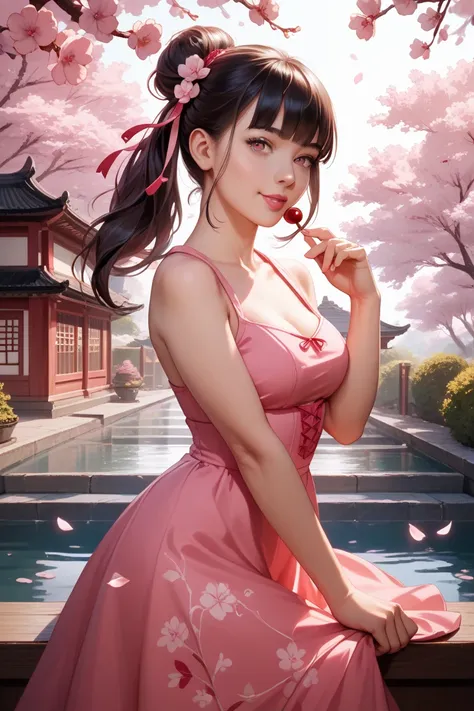 black　long hair　Low voice　pink　Little Devil　 Dark 　human　Naughty Woman 　cherry blossoms　Squirrel pets