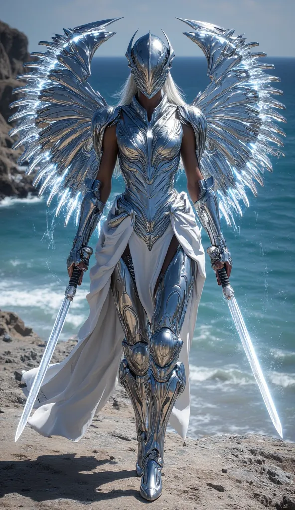 Look: A sleek warrior in silver armor with intricate dual motifs representing the twin constellation. Her full-head helmet splits into mirrored designs on each side.
Weapon: Twin-bladed swords, one radiating with light energy and the other with shadow ener...