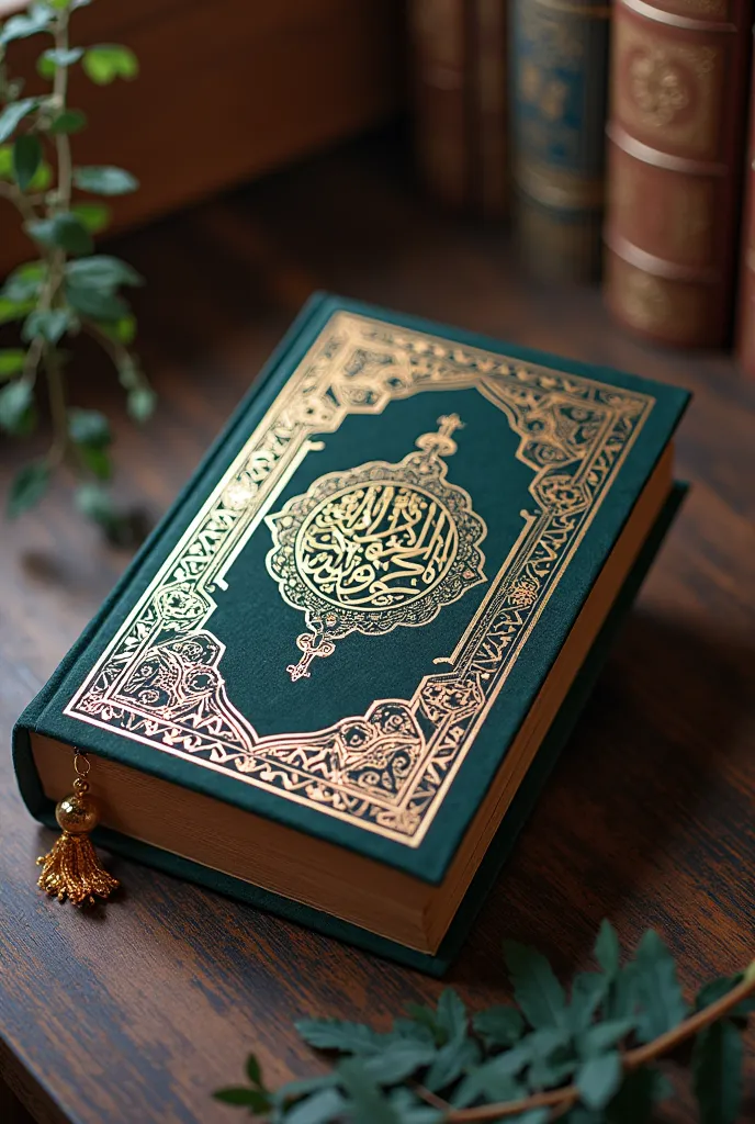 The Quran book has luxurious Islamic decorations that combine originality and modernity