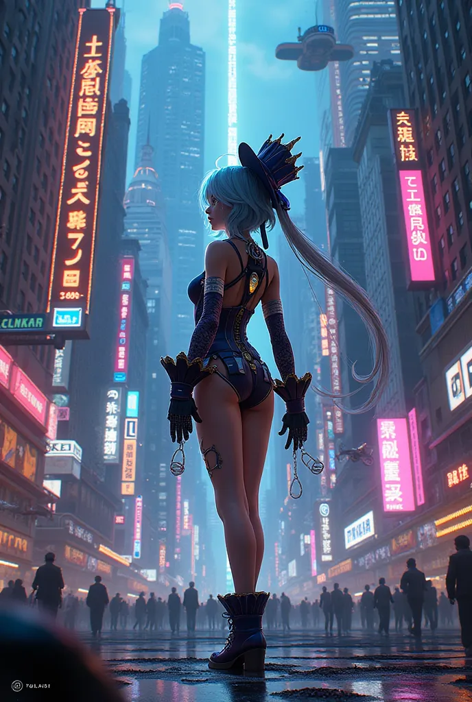 Furina in a Cyberpunk City