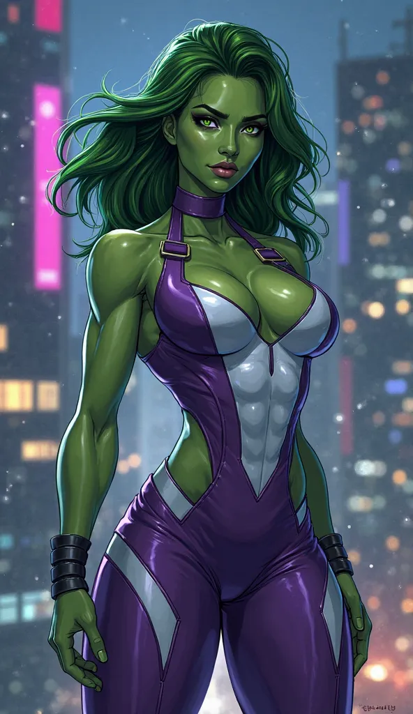 Of course! I will create a  **prompt de imagem** for the **She-Hulk** To highlight her strength, beauty and striking presence, maintaining a respectful and empowered tone. Here it is:

---

**Prompt de Imagem:**  
"Create an illustration of **She-Hulk**  i...