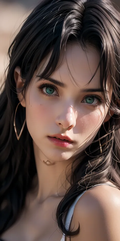 Picture of Rin, full-body,  Whole body,  artgerm manicure, artgerm style, Seductive beautiful woman, (1 girl in), (Realistic woman), (Photorealistic:1.5) loose straight dark hair, 8K uhd, (film grain) extremely delicate and beautiful, 8K, high quality, hig...