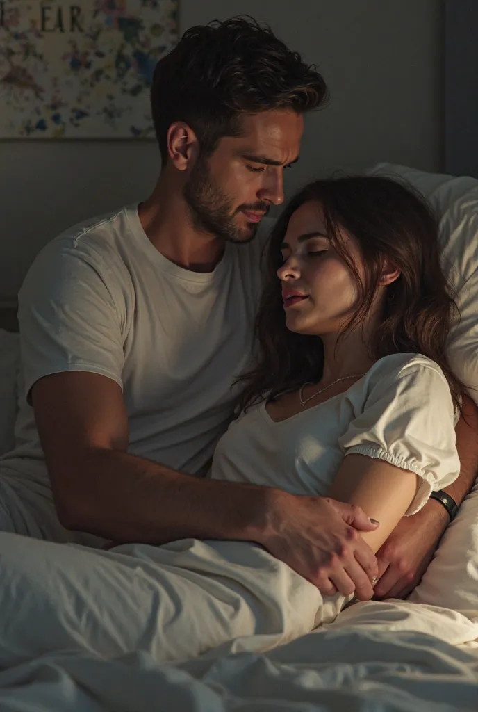 Man calming down restless woman