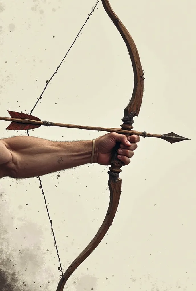 A person shooting an arrow, who can only see the arm throwing it 