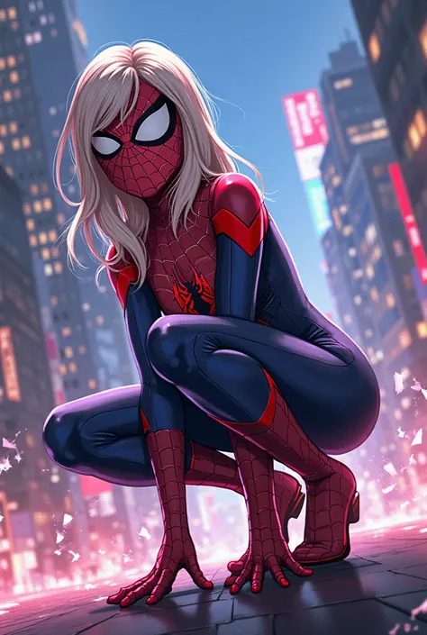 Spidergwen squatting (in anime style) 