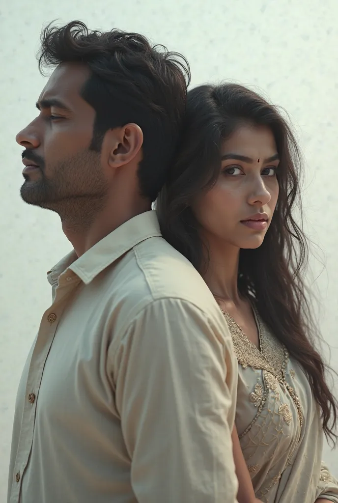 Beautiful Indian couple with sadnesses with white background 
