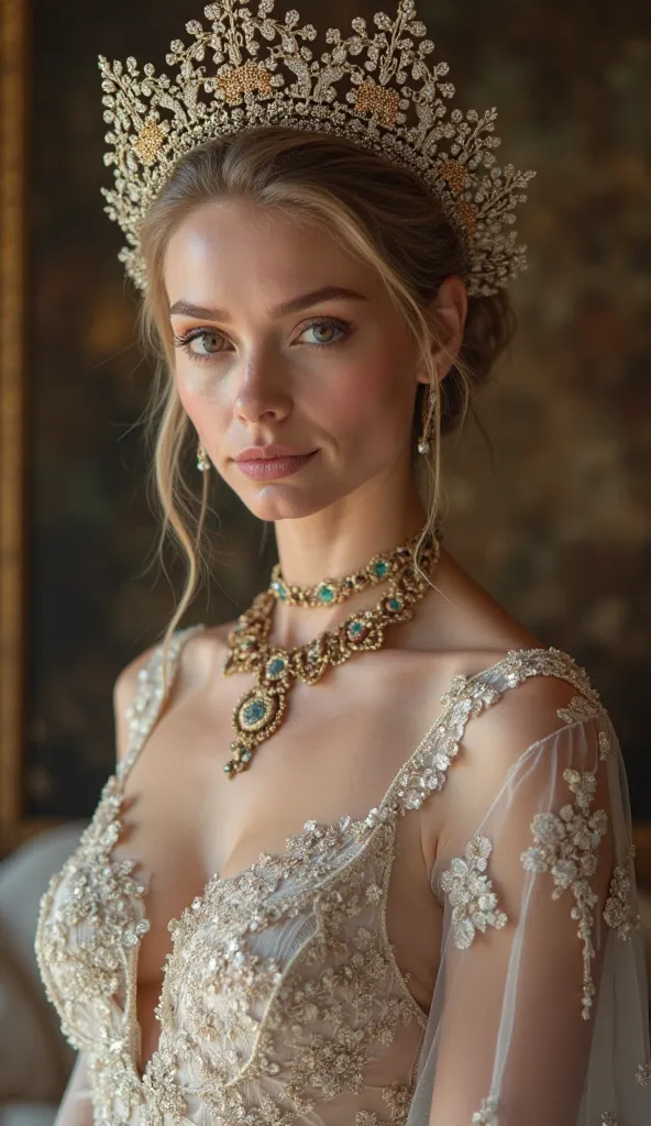 A beautiful woman in an elegant costume,  fashion magazine 