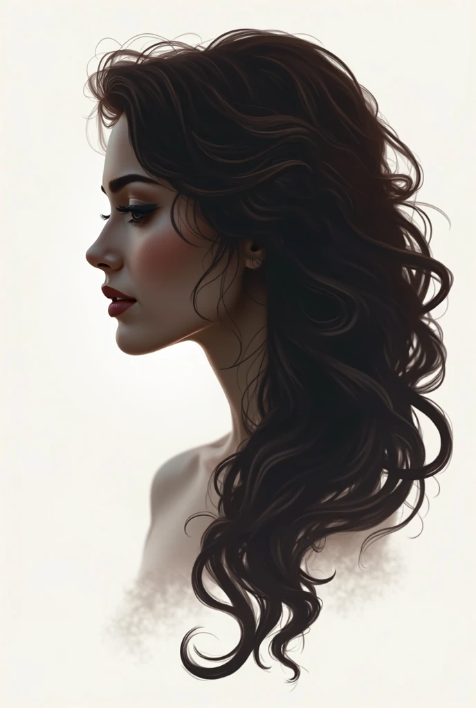 Logo of a curly woman on the side and with a beautiful profile