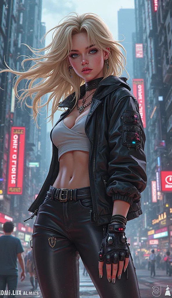  1 girl, sexy 18 year old , blonde, Cyberpunk Anime