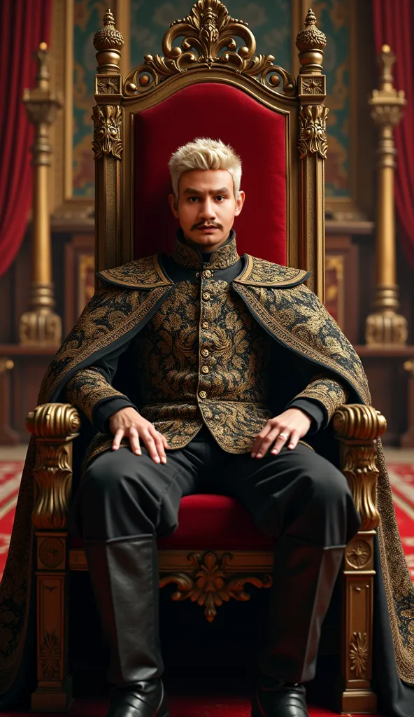 A photo of Joffrey enjoying a lavishly decorated throne room,Game of Thrones TV series,Joffrey Baratheon, a character from “Game of Thrones,” presents with the fair-haired, aristocratic looks typical of the Lannister lineage, often displaying a smug, self-...