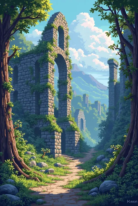 Pixel art ruins