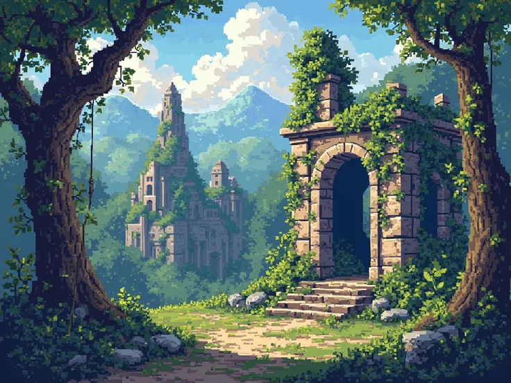 Pixel art ruins