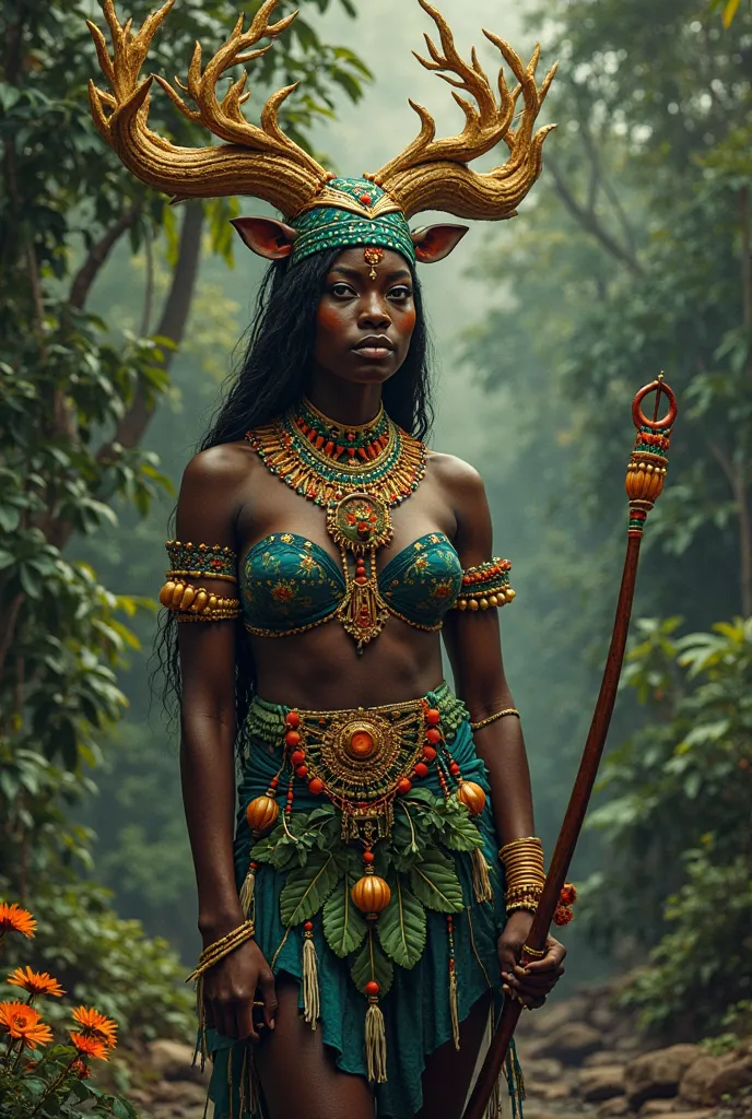 Logun-Edé is an orixá that represents beauty and strength, often associated with hunting and nature. To create an imposing image of him, you can include elements such as bow and arrow, vibrant adornments and a natural setting that highlights your majesty a...