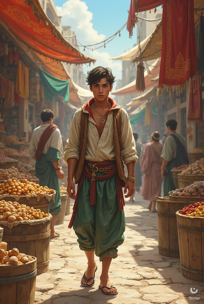 One day, he strolled into the village market, his green eyes scanning the stalls.