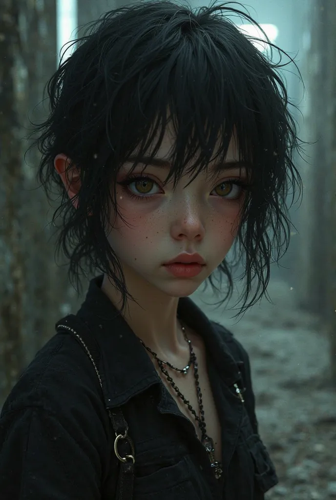 Young cute girl emo hyper realistic 