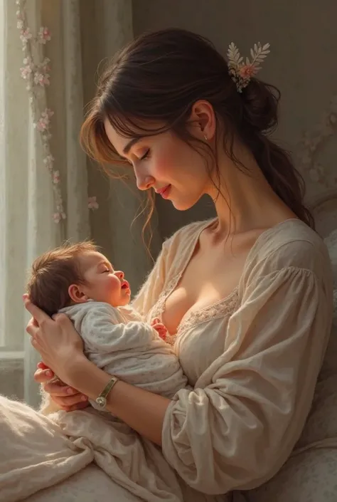 woman breastfeeding her 