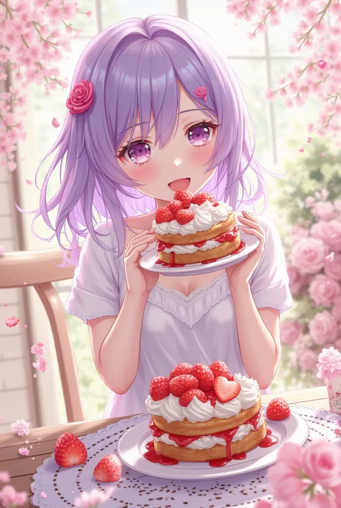 Rui Kamishiro from Sekai Project eats strawberry shortcake 