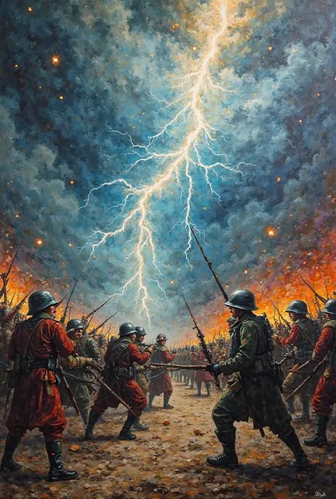 I want a mural where lightning strikes the war, To imply that La Paz arrived for a mural 