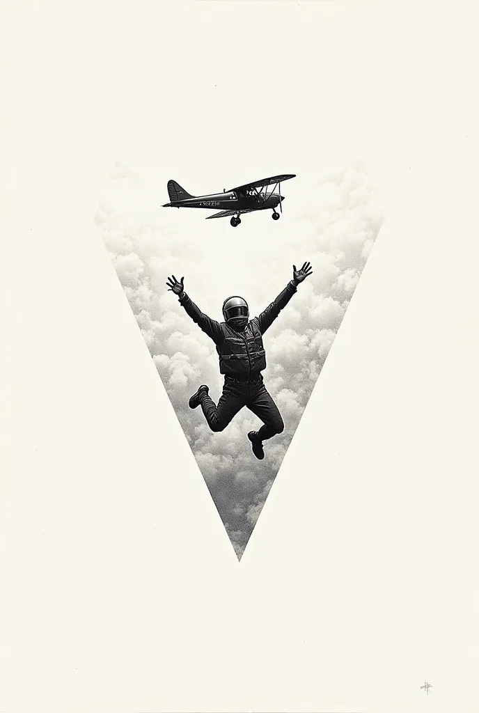 Skydiver tattoo with the plane on the top of the picture simple tattoo 