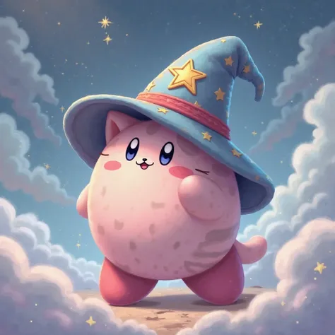 Kirby in Pusheen costume and Wizard's hat 