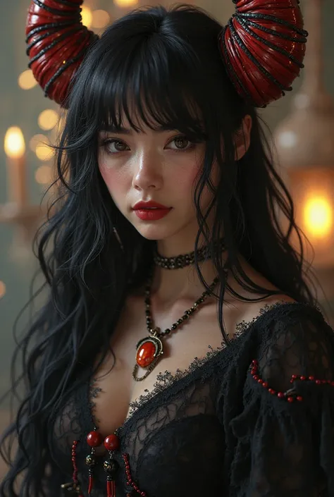 ((RAW photos),  absurd, (absurd resolution)), masterpiece, best quality, (Extremely detailed 8k unity CG wallpaper), (best illustration), (best shade), Realistic lighting, brillo detallado y hermoso, (( 21 years old)), chica, long black hair, black queen, ...