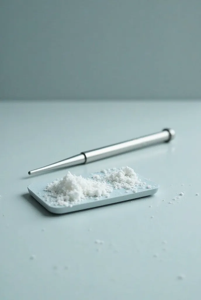 Cocaine on the tablet next to a silver tube 