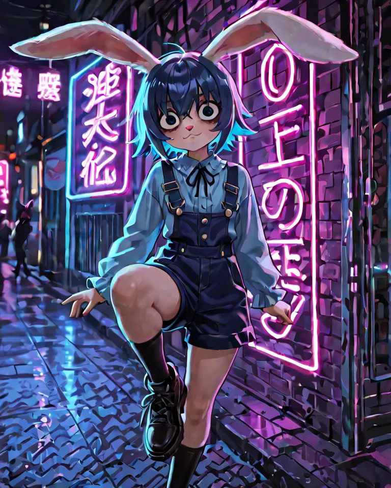 Female Emo、cute、rabbit、Blue Hair、anime、顔はrabbit、furry、nasal cavity、draw eyes better、rabbit、furry、rabbit、fur、cool、rabbit