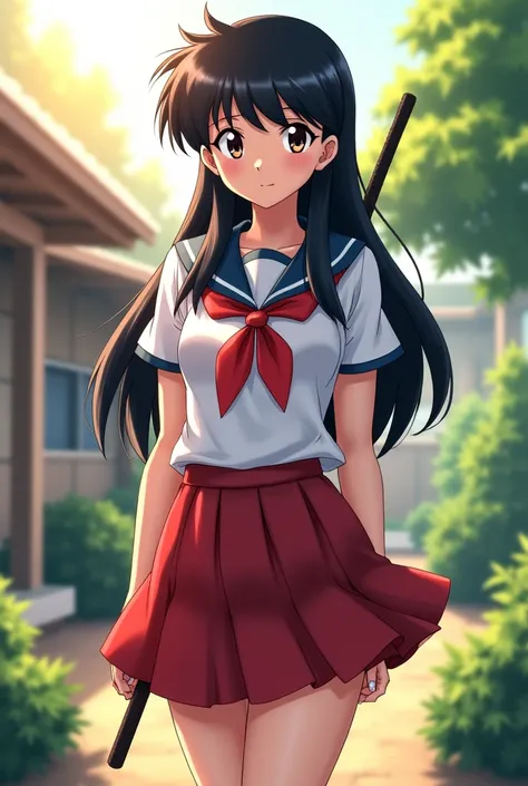 Character Sango from voluptuous Inuyasha dressed as a schoolgirl 