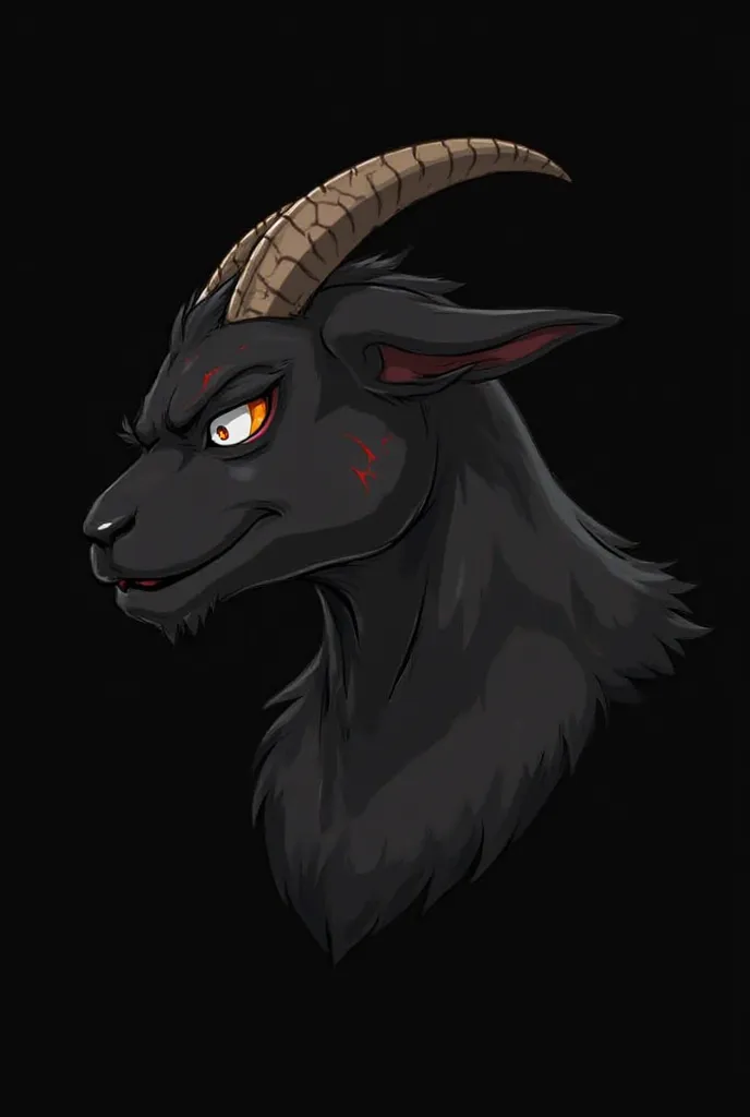 Art, furry, furry art, 2d_artwork, hd, caprine, goat, goat_demon, demon, profile_picture, Chubby_cheeks, Chubby chin, black fur, black body, horns, smiling, goat eyes, no background, face focus, male, bata, bara_art, hot gay, black background 