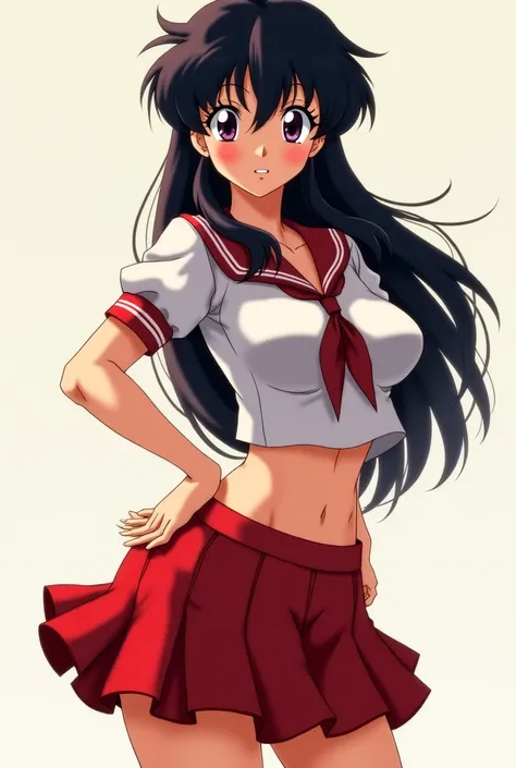 Character Sango from Inuyasha dressed as a very sexy schoolgirl, big ass and busty