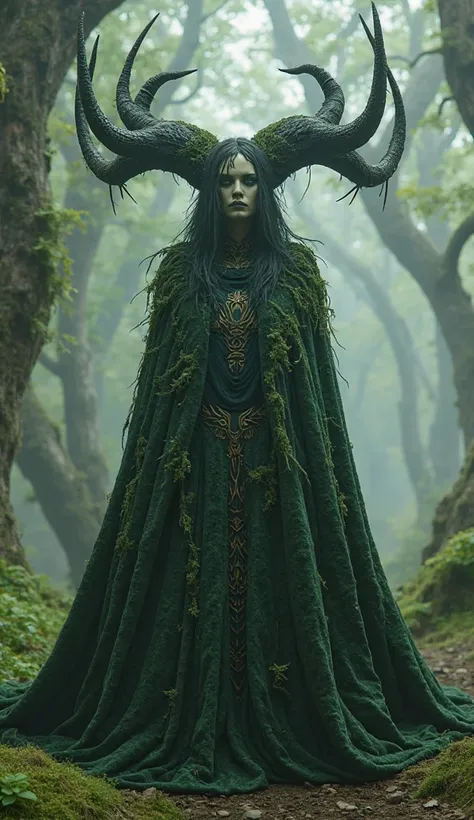 Goddess Hela, Goblincore mode, full body front view 