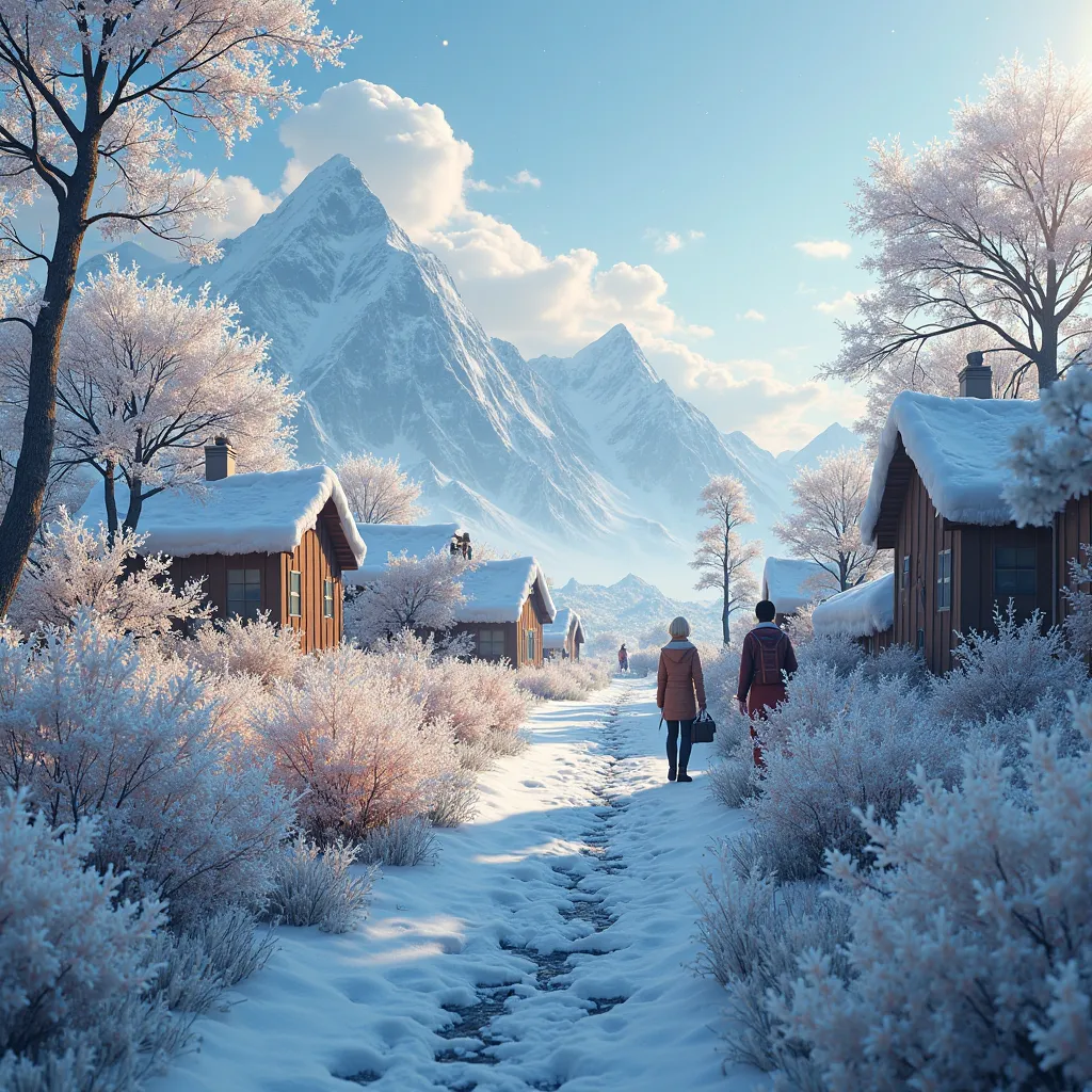 Frost blossoms in a summer from a village at the cold pole 