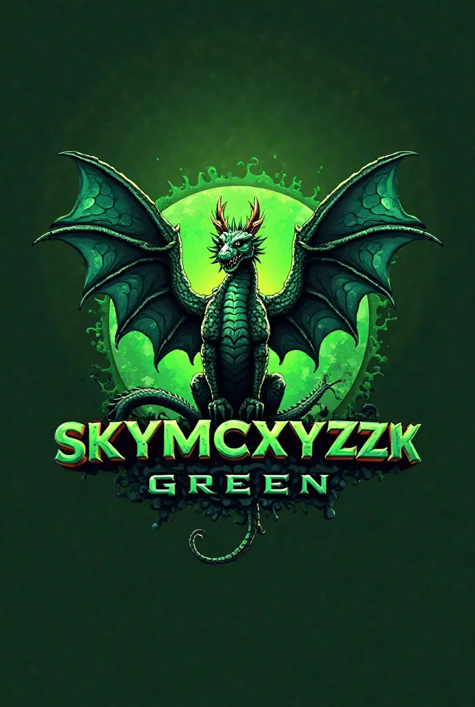 You can create a Minecraft server logo that says SkyMcXYZ1x.Green lat with a dragon 