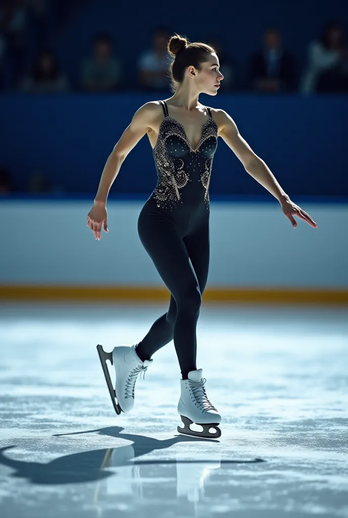 Image of a figure skater on wheels showing the T-brake technique