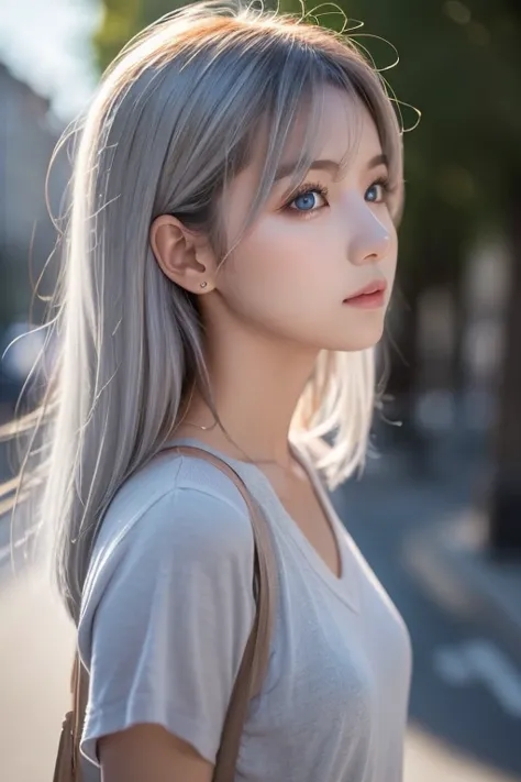 Gray Hair,  girl ,  profile picture,  blue eyes