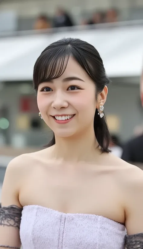   Young Japanese Women 、 how、    black hair、   ear piercing、smile、transparent white mini micro bikini、 emphasizes the impression that her teeth are neatly aligned   、The girl is not wearing a bra 、not wearing underwear,  ((  Top Quality , 8k,   masterpiece...