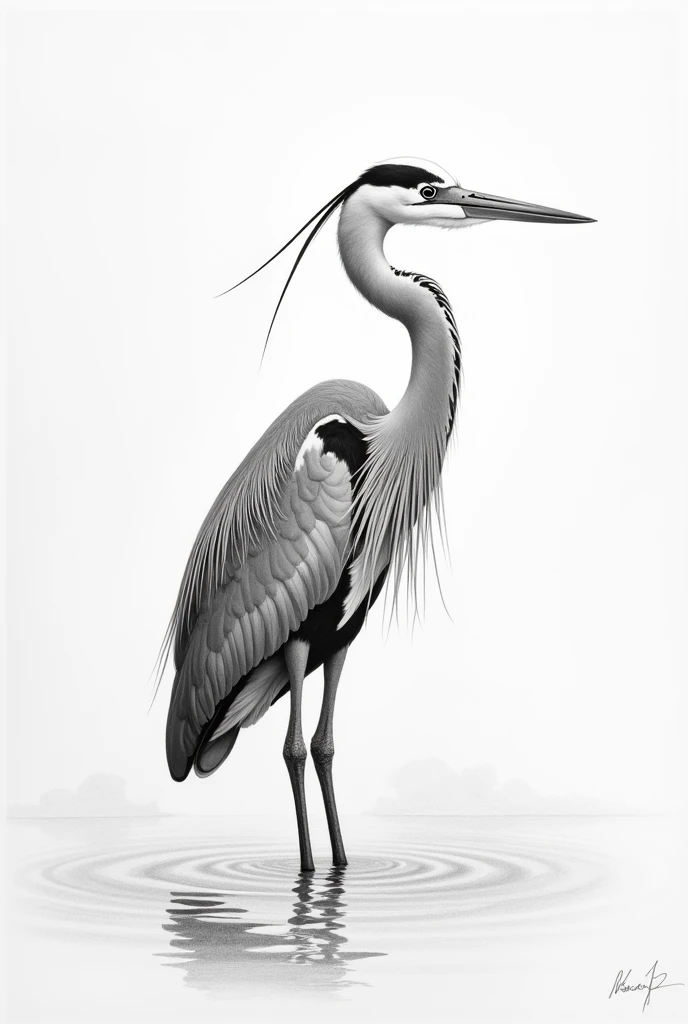 Pencil drawing of a heron 