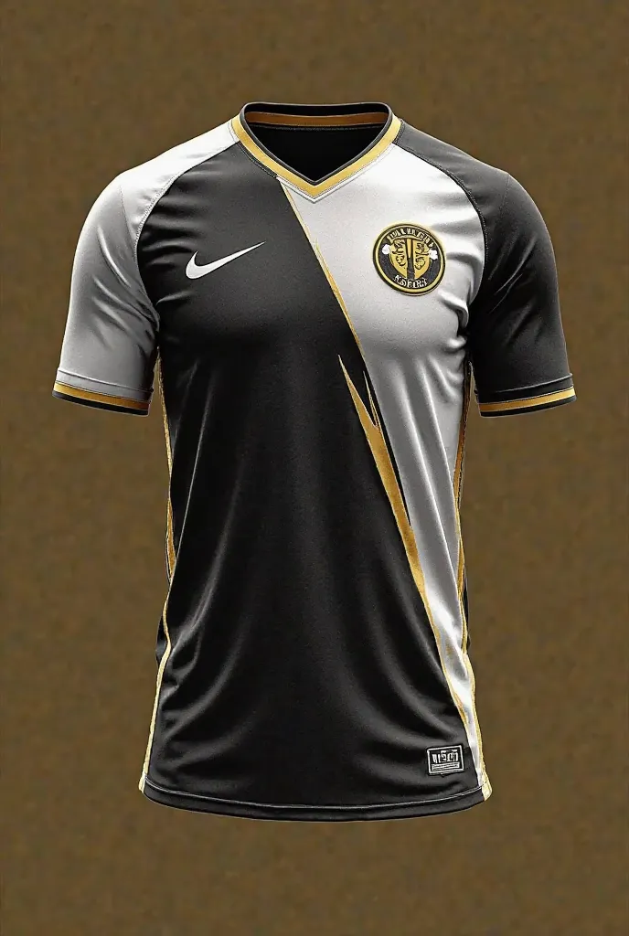 Create pro Samambaia City black and white soccer uniform with gold details sponsored by Nike