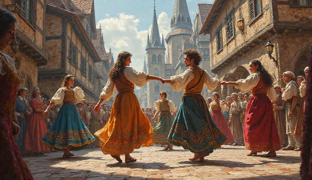 People in the Middle Ages dancing 